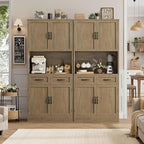 HOSTACK 71“ Tall Kitchen Pantry Storage Cabinet, Modern Kitchen Hutch Bar Cabinet with Microwave Stand, Wood Buffet Sideboard with Hutch, Cupboard with Drawers, Shelves for Dining Room, Rustic Brown