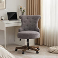 Home Office Chair Adjustable Height Swivel Chair with Wheels Linen Fabric Upholstered Computer Desk Chair with Wooden Legs Comfortable Armless Chair for Home Office Study Studio(Grey)