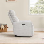 CHITA Electronic Power Recliner Chair Swivel Glider, FSC Certified Modern Nursery Rocking Chair with USB and Type-C Ports, Ivory