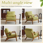 VINGLI Upgraded Premium Corduroy Accent Chairs Set of 2,Upholstered Arm Chair,Solid Wood Comfy Reading Chair with Pillow, Mid Century Modern Chairs for Living Room,Bedroom,Green