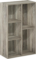Furinno LUDER Book Shelf, 5-Cube Bookshelf, Reversible Bookcase, 9.4 x 19.5 x 31.5, for Living Room, Bedroom, Home Office, French Oak