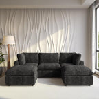 Cloud Couch Modular Sectional Sofa,100.5" U Shaped Couch, Oversized Convertible Wide Seater,3 Seater with 2 Ottomans for Living Room Set, Covers Washable&,Black