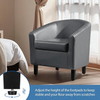 Yaheetech PU Leather Barrel Chair, Modern Accent Chair with Wood Sturdy Legs, Faux Leather Club Chair Comfy Armchair Modern Tub Chair for for Living Room Bedroom Waiting Room, Gray