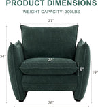 Oversized Armchair, Modern Accent Chair Upholstered in Soft Cloud Fabric with Plush Cushions – Comfy Lounge Chair for Reading Nook, Living Room, and Bedroom (Green, Set of 1)