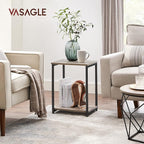 VASAGLE Side Table, Small End Table, Nightstand for Living Room, Bedroom, Office, Bathroom, Greige and Black ULET271B02