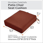 Classic Accessories Montlake Water-Resistant 23 x 25 x 5 Inch Rectangle Outdoor Seat Cushion, Patio Furniture Chair Cushion, Heather Henna Red, Patio Furniture Cushion Covers