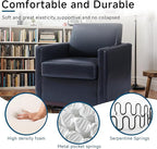Pia Ricco Single Swivel Barrel Chair, Modern Accent Armchair in Easy-Clean PU Leather, Mid-Century Style for Living Room or Home Office, Navy