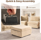 32.7'' Ottoman for Modular Sectional Sofa, Deep Seat Upholstered Footstool for Sofas Set, L/U/V Shaped Plush Corduroy Cloud Couch for Living Room Apartment, Beige