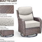 Swivel Patio Chairs Set of 2 with 6" Thick Cushion - Wicker Outdoor Swivel Rocker Patio Chair, High Back Comfortable Outdoor Glider Chairs 360° Rotation Glider Brown Wicker-Beige Cushion