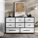 Modern 8 Drawer Dresser for Bedroom, 54" Wide Dressers & Chest of Drawers w/Solid Wood Handle, Wood Mid Century Closet Organizers and Storage Cabinet for Bedroom, Living Room, Hallway