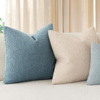 Foindtower Pack of 2 Textured Boucle Throw Pillow Covers Accent Solid Pillow Cases Cozy Soft Decorative Couch Cushion Case for Chair Sofa Bedroom Living Room Home Decor 18x18 Inch Misty Blue