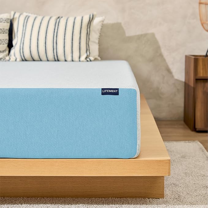 LIFEMENT Basic Queen Cooling Gel Infused Memory Foam Mattress in a Box | Medium Firm Bed, Fiberglass Free, Certified Pressure Relief Foam, Cooling Comfort Sleep, 12 Inch