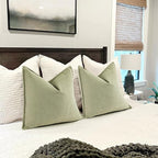 ZWJD Sage Green Pillow Covers 24x24 Set of 2 Chenille Throw Pillow Covers with Elegant Design Soft and Luxurious Decorative Throw Pillows for Couch, Bed, and Home Decor