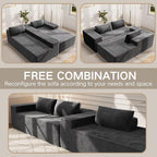 Kingdura 105.5'' Cloud Sectional Couch with L-Shape Chaise, Grey Modern Modular Sofa with Deep Seat, Corduroy Fabric, No Assembly Required, Upholstered Couches for Living Room Bedroom