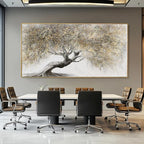 SDYA Nature Pictures Wall Decor Botanical Picture Prints 29"x58" Large Canvas Wall Art for Living Room Grey and Gold Artwork for Dining Room