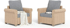 Patio Furniture Set 2 pcs, Wicker Rattan Outdoor Sofa Furniture with 5.5” Thick Cushions, 2 Chairs Outdoor Conversation Set for Garden Backyard Deck, Grey