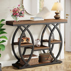 Tribesigns 39.4" Console Table, Industrial 4-Tier Sofa Table Entryway Table with Storage Shelves, Narrow Wood Accent Tables with Metal Frame for Small Spaces, Hallway, Foyer, Rustic Brown
