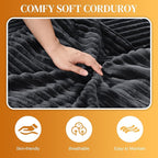 HYJT-H&K 145" U Shaped Cloud Couch Modular Dark Grey Sectional Couches for Living Room, Comfy Fluffy Corduroy Oversized Cloud Sectional Couch Large 6 Seat Sectionals Sofa Set Central Console USB Port