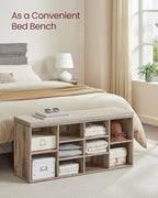 VASAGLE CUSTOS Collection - Shoe Bench, Storage Bench with Padded Seat, Entryway Bench with 10 Compartments, for Bedroom, 11.8 x 40.9 x 18.9 Inches, Camel Brown and Cappuccino Beige ULHS010K02
