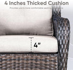 9-Piece Outdoor Patio Cushion Set - Fade & Water Resistant with Removable Olefin Cover, 22x24x4 Inch Memory Foam Cushions for Wicker Sectional Sofa – Beige/Buckle