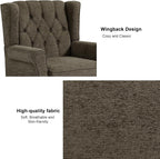 Accent Chair, Upholstered Armchair with Button Tufted High Back & Solid Wood Legs, Comfy Wingback Reading Single Sofa Chair for Small Spaces, Living Room, Bedroom (Taupe, Set of 1)