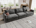 KKL Modular Sectional Sofa Couches for Living Room, 113" Sofa Couch with Adjustable Backrest, Chenille 3 Seater Sofa Couch with Comfy Cushion, Chenille, Grey