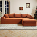 108" Cloud Sectional Couch,Modern Modular Sectional Sofa with Deep Seat,Corduroy Boneless Couches with L-Shape Chaise for Living Room,No Assembly Required (Orange, Right Facing Chaise)