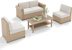 Patio Furniture Set, 5 Piece Outdoor Rattan Wicker Sectional Sofa Couch Conversation Set with 5.5" Thick Waterproof Cushions and Coffee Table for Deck Backyard