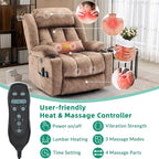 VIVIJASON Tall Man Dual Motor Power Lift Recliner Chair with Extended Footrest, Oversized Lay Flat Sleeper Electric Recliner W/Heat & Massage, Lumbar Pillow, USB & Type-C Ports, Infinite Position