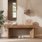 Tribesigns 47" Wooden Entryway Bench, Farmhouse Indoor End of Bed Bench, Long Table Benches Seat for Bedroom, Hallway, Foyer, End of Bed (Rustic Brown)