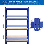 Yaheetech Standing Shelf Units, 5 Tier Storage Shelf, Heavy Duty Shelving, Adjustable Garage Shelves, Utility Rack Shelf Unit, Basement Warehouse Shed, 35.5″W× 12″D × 71″H - Blue