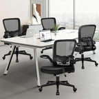 Desk Chairs with Wheels, Ergonomic Mesh Office Chair Adjustable Height and Swivel Lumbar Support Home Office Chair with Flip Up Armrests, Set of 6