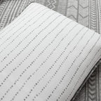 Lush Decor Hygge Geo Pattern Striped 3 Piece Quilt Bedding Set, Full/Queen, Charcoal