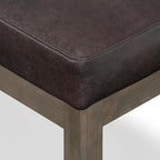 SIMPLIHOME Milltown 27 inch Wide Contemporary Rectangle Footstool Ottoman Bench in Distressed Brown Vegan Faux Leather, Assembled, for the Living Room and Bedroom