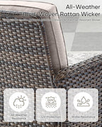 HUMMUH Outdoor Patio Couch-Outdoor Rattan Couch with Thick Cushions Outdoor Sofa for Deck Lawn Porch Balcony Poolside-Brown/Beige