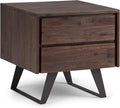 SIMPLIHOME Lowry SOLID ACACIA WOOD and Metal 22 inch Wide Square Modern Industrial Side Table in Distressed Charcoal Brown for the Living Room and Bedroom