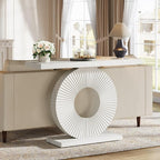 Tribesigns Modern Entryway Console Table, 39 inch Wooden Narrow Sofa Table Behind Couch with Geometric Base, Contemporary Accent Table for Living Room, Entrance, Hallway, White