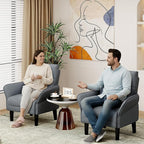 HAOBO Home Modern Accent Chair Upholstered Faux Leather Armchair for Bedroom Living Room Chairs Office Chair Leisure Chairs Grey Set of 2