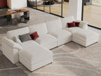 EASE MOOSE Sectional Modular Sofa, Oversized U Shape Sectional Couch Wide Deep seat Sectional Sofa,FSC Certified Comfortable Chenille White Modular Sofa