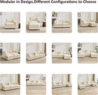 Aoowow Modular Sectional 4 Seater Cloud Sofa Couch for Living Room,149.6" Cloud Sofas with Deep Seat,Modern Chenille 4 Seat Sofas,Fluffy Cloud Couches for Bedroom,Office,Hotel (Beige, 4 Seater)
