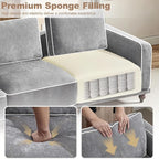 146" 4 Seater Cloud Couch with 2 Ottoman,Modular Sectional U Shaped Sofa with Armrests Wooden Legs,Oversized Deep Seat Comfy Thicked Cushion Upholstered Sofa for Living Room Bedroom,Light Grey