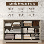 Farmhouse 6 Drawers Dresser for Bedroom, 54" Wide Modern Chest of Drawers with Deep Drawers & Bar Handles, Rustic Wood Dresser TV Stand, Wooden Closet Storage Organizer for Living Room, Hallway, Grey