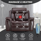 CANMOV 50" Wide Oversized Recliner, Faux Leather Power Lift Recliner Chair, Extra Large Lift Chair with Massage and Heat, Stand Up Recliner for Elderly Big and Tall, Brown