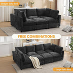 Modular Sectional Cloud Sofa Bed, 8-Seater Convertible Sofa Couch with Ottoman, Modern Deep Seat Sleeper Sofa for Living Room, Chenille Dark Grey