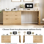 L Shaped Standing Desk,47" Home Office Desks, Executive, Farmhouse Computer Desk with 6 Drawers File Drawer, Rustic Computer Writing, Oak