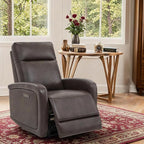 Watson & Whitely Recliner Chair, Zero Wall Reclining Sofa Chair W Power Headrest Type-C Charger, Small Faux Leather RV Recliners Home Theater Seating for Living Room, Chocolate