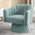 Swivel Accent Chair,Upholstered Velvet 360° Swivel Barrel Chair for Living Room Overstuffed Bouncle Reading Chair Round Armchair for Bedroom,Vanity,Office(Blue)