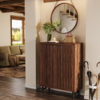 Tribesigns 6-Tier Farmhouse Shoe Cabinet with Shutter Doors, Wooden Shoe Organizer Rack with Adjustable Shelves, Modern Large Hidden Storage Furniture for Entryway, Hallway (Brown&Black)