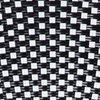 Martha Stewart Lily Pond Indoor-Outdoor Stackable Aluminum Bistro Chair with Natural Woodgrain Frame Finish and Black/White Woven Rattan Backrest and Seat