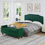Velvet Queen Size Headboard, Upholstered Headboard Queen/Full Size Wall Mount and Bed Frame Mount, Featuring High-Density Sponge Padding Luxury Texture Easy Assembly Comfort Style-Jade